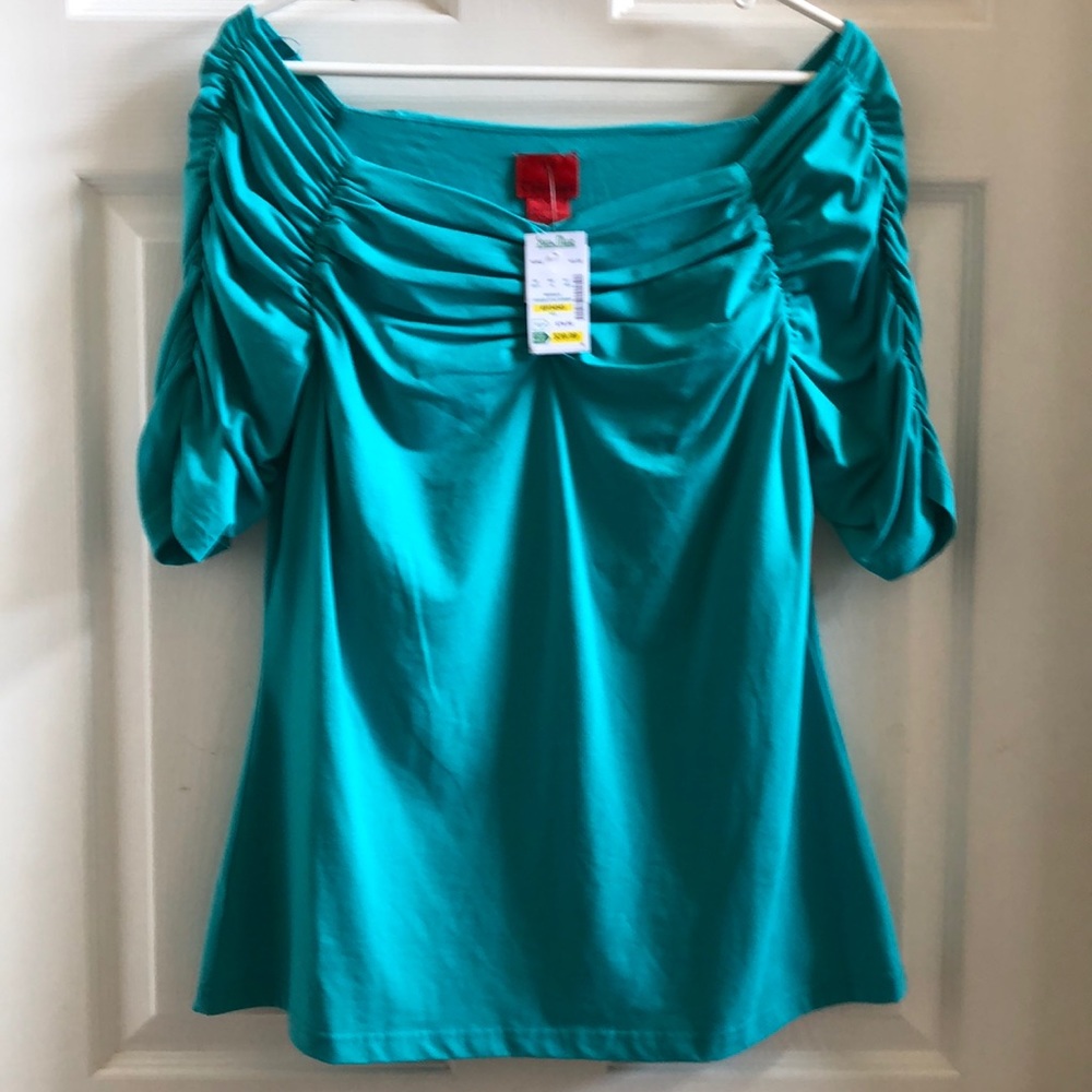 Cristina V Turquoise Top. XL
